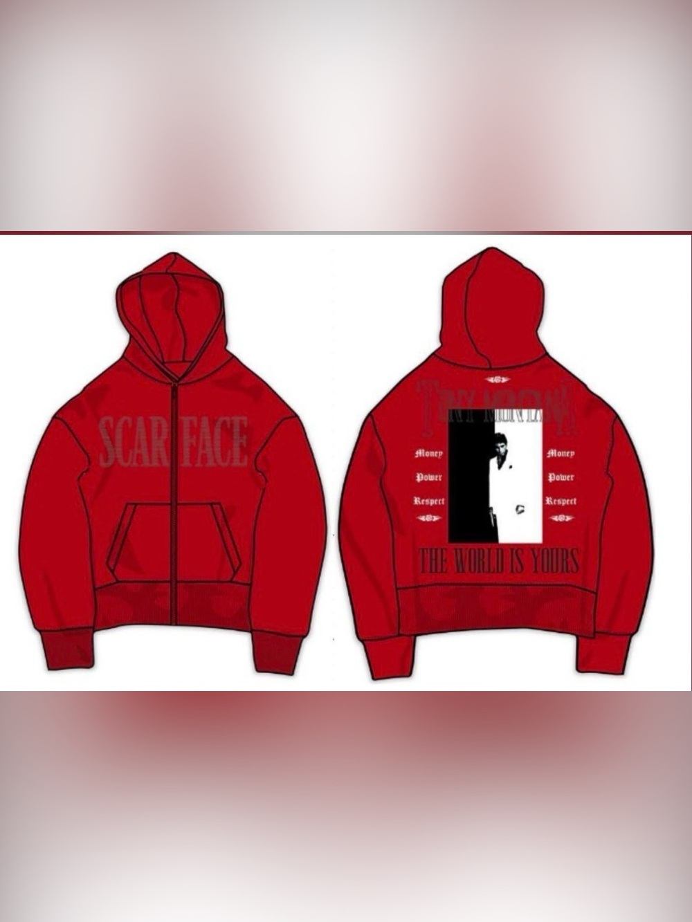 Reason Red Graphic Zip-Up Bomber Hoodie